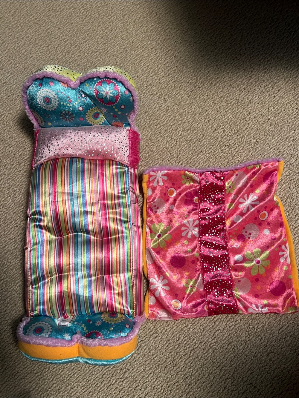 Groovy Girl Bed & Blanket Set - Bright Pink, Turquoise, Striped